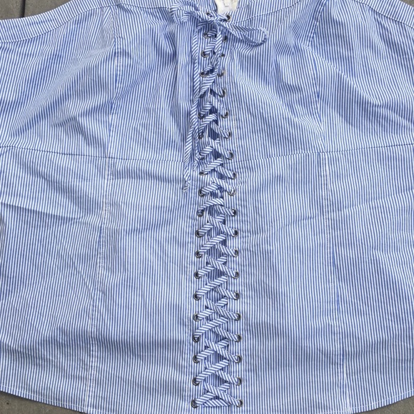 NWT Torrid Blue/white striped Poplin lace up cami size 5x - Picture 9 of 11